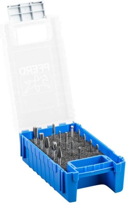 Hartmetall Kleinfrässtift Set 1501 Zahnung 5 15-tlg. ø 6/4/3/2mm Schaft-Ø 3mm universal fein - Pferd