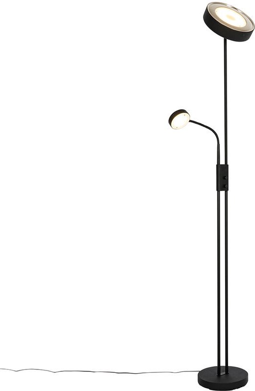 Schwarze Stehleuchte inkl. led und Dimmer mit Leselampe - Kelso