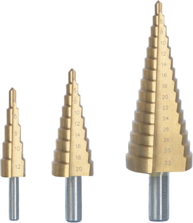 Set aus 3 Stufenbohrer hss