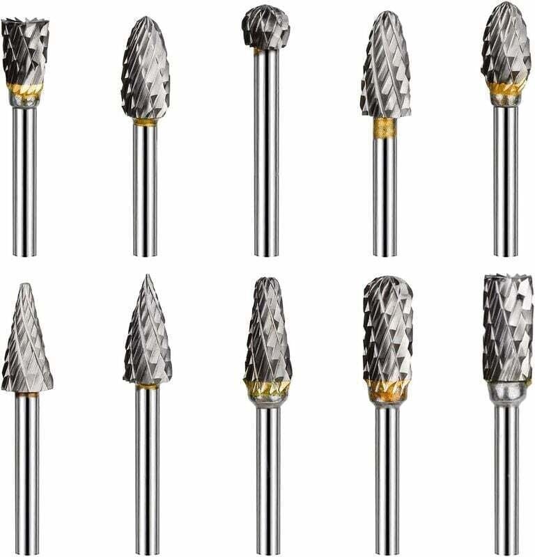 10 Stück Metallfräser, 3 mm, doppelt geschnitten, Wolfram-Rotationsfräser, gerader Schleifer, Fräser für die Bearbeitung...