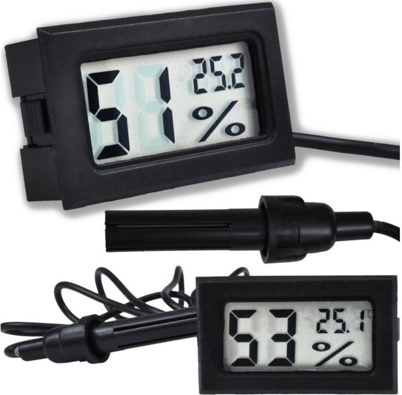 Hygrometer, Thermometer, Humidorsonde für Terrarien mit LCD-Display