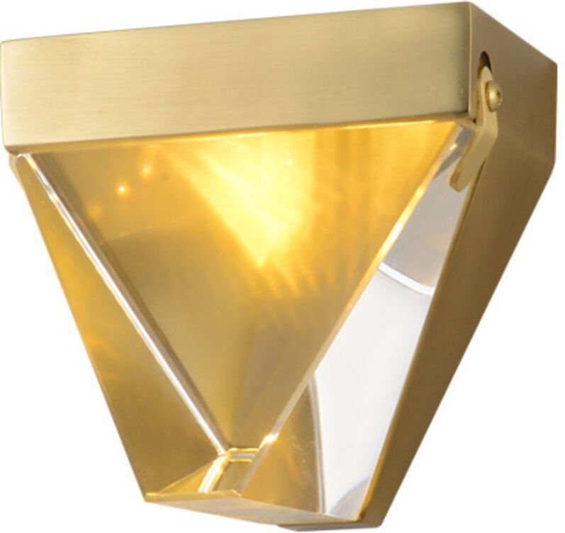 LED-Wandleuchte mit 3 Farbmodi, Wandleuchte aus Goldkupfer, Lampenschirm aus Kristallglas, Eisberg-Kunstdesign, Wandleuc...