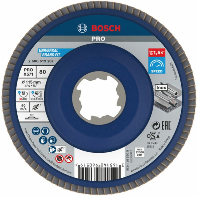 Bosch - Fächerschleifscheibe X571 Best for Metal, gerade, 115 mm, k 80, Kunststoff 2608619207