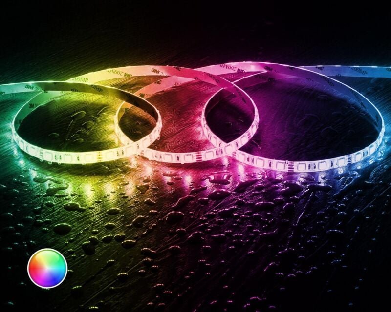 Efectoled - LED-Streifen 12V rgb smd 60 LED/m 5m 10W/m Breite 12mm Schnitt 5cm IP68 silicone flex rgb