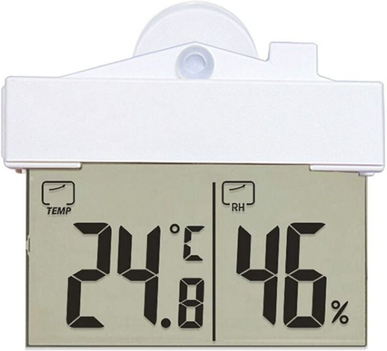 Digitales transparentes Thermometer-Hygrometer für die Innen- und Außentemperatur mit Saugnapf-Saugfunktion