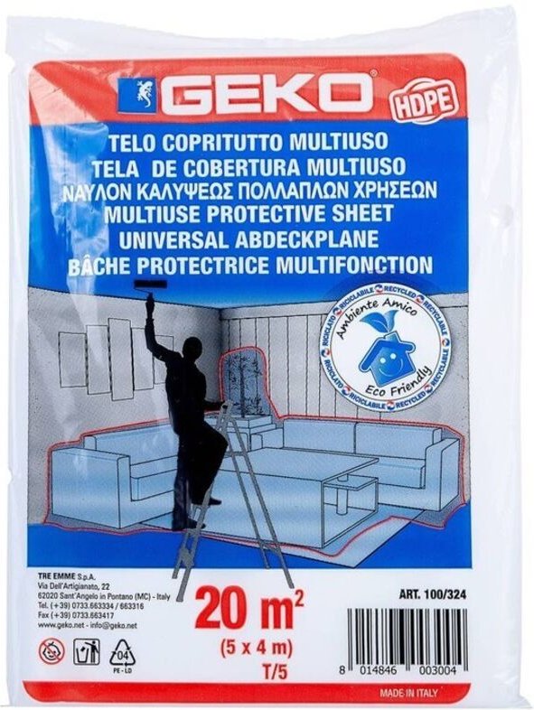 HDPE Abdeckplane transparent 4 x 5 m für Malerarbeiten
