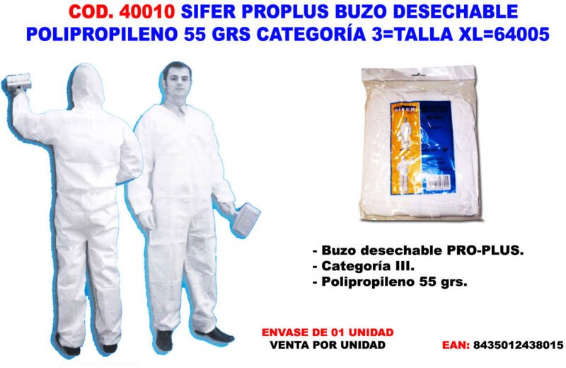 Einweg-Schutzanzug Polypropylen 55 g Cat 3 Fitos XL64005 - Sifer