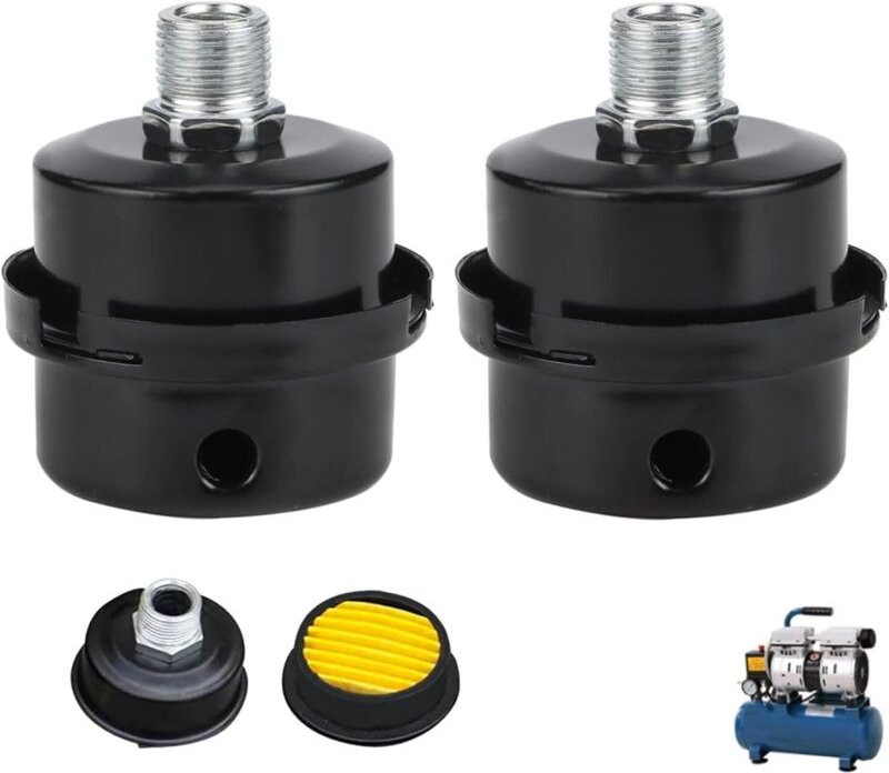 2 Stück Kompressor Schalldämpfer Filter, Luftfilter Für Kompressor, Metall Schalldämpfer Luftkompressor Ansauggewinde, F...