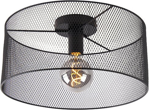 Industrielle Deckenleuchte schwarz - Drum Mesh