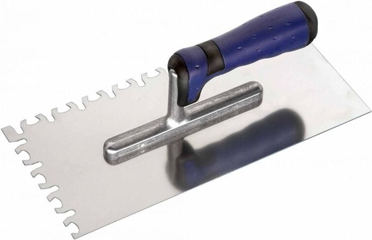 Glättekelle 280 x 130 mm rostfrei Trapez-Zahnung Maurerwerkzeug