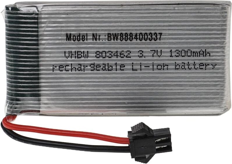 Vhbw - Akku kompatibel mit SM-2P Stecker für Modellbau (1300mAh, 3,7V, Li-Polymer, 67 x 34 x 9 mm)