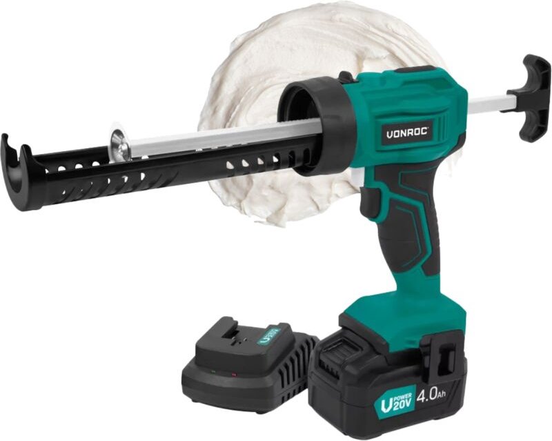 Vonroc - Akku Kartuschenpresse, Kartuschenpistole neues Modell - 20V Silikonpistole inkl. 4h Akku und Ladegerät