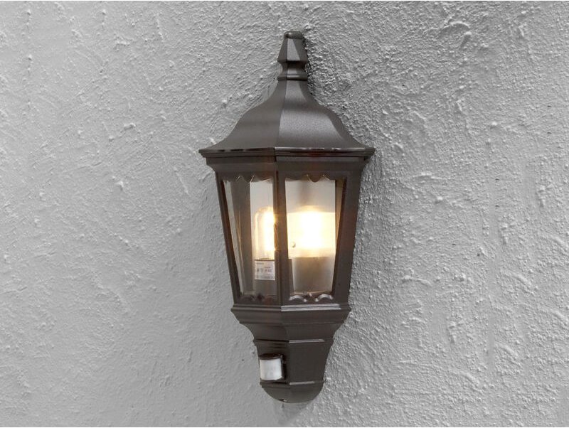 Thumbnail - Konstsmide - Schwarze Wandleuchte Halbschale mit Bewegungsmelder, firenze, Aluminium