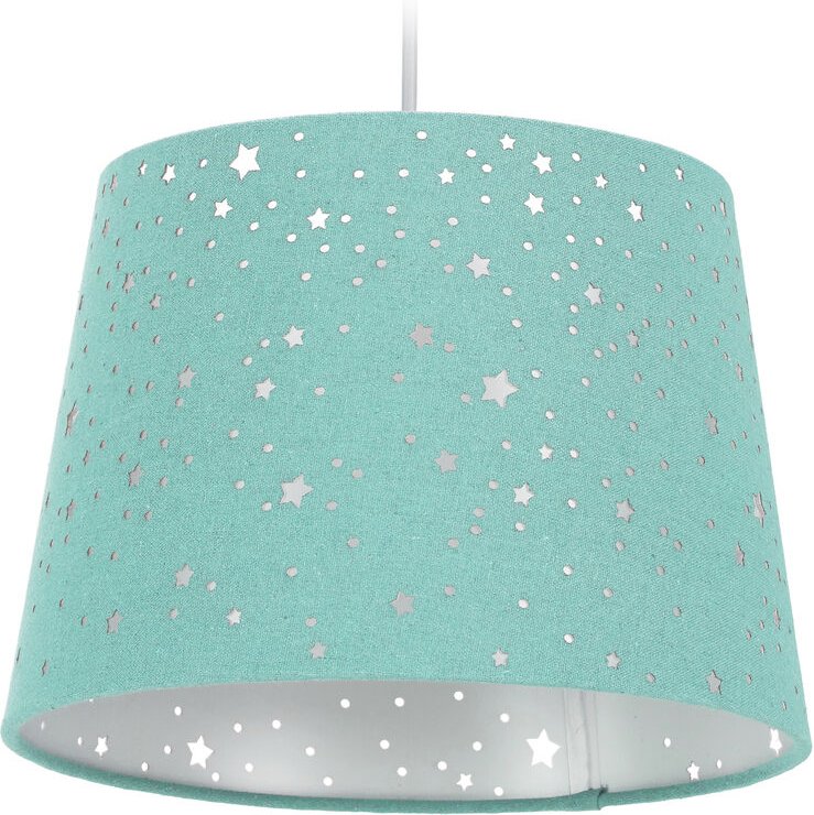 Kinderzimmerlampe Sterne, hängende Schirmlampe, Jungen & Mädchen, Sternenhimmel, E27, runder Stoffschirm, mint - Relaxda...