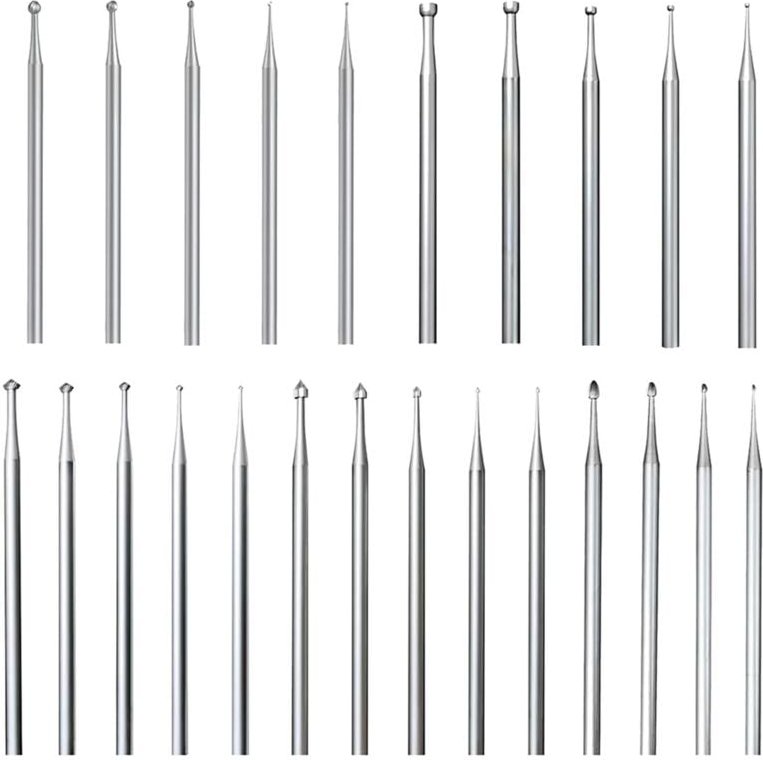 24-teilige Frässtift-Sets mit 3/32-Zoll-Schaft, inklusive Kugelfräser und Steinfassungsbits