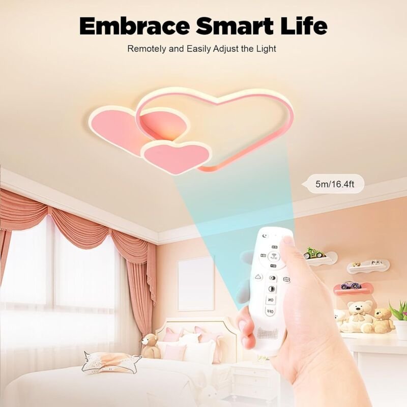Deckenleuchte, Wohnzimmerlampe, Herz LED Deckenlampe Modern, 52cm, Schlafzimmer Kinderzimmer, Acryl