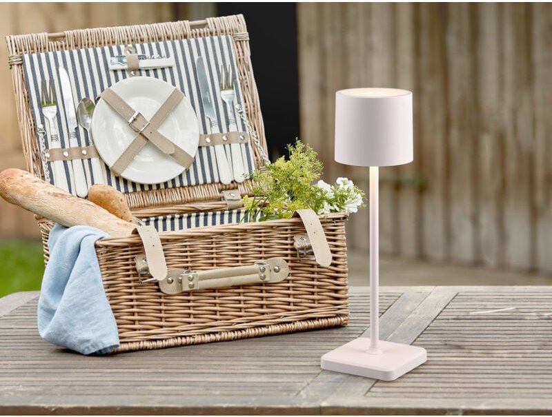 Reality Leuchten - Akku led Tischleuchte fernandez kabellos für Innen & Außen, Weiß - h: 38cm