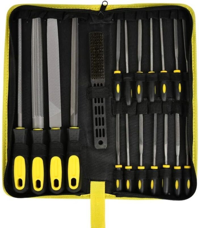 19-teiliges Flachfeilen- und Raspel-Set, Heimwerker-Werkzeug mit rutschfestem Griff und Aufbewahrungstasche