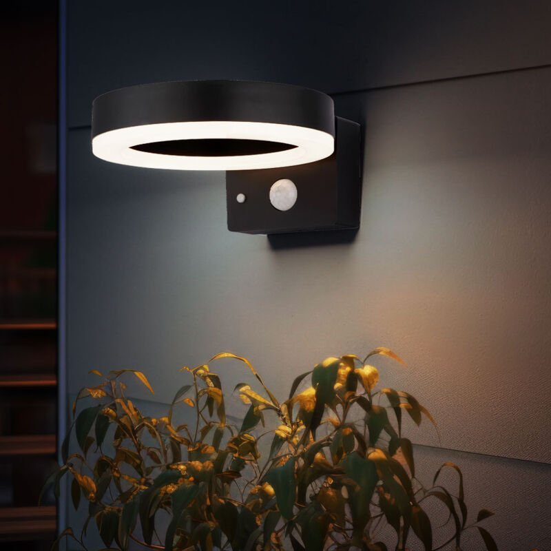 Globo Lighting - Solarlampe Wandleuchte Außenwandlampe Bewegungsmelder Haustürlampe schwarz led