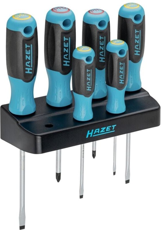 Schraubendreher Satz, Kreuzschlitz Profil ph, Schlitz Profil, 7-tlg., PH1 - PH2, 0,5 x 3 - 1,2 x 6,5 - Hazet
