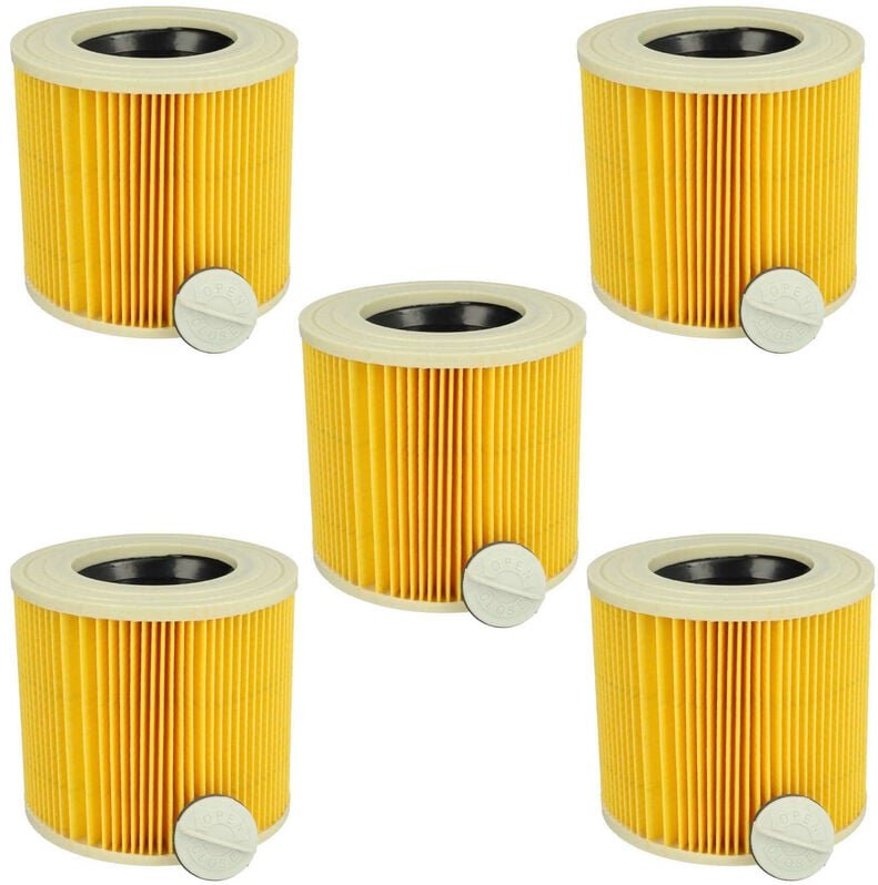Filterset 5x Faltenfilter kompatibel mit Rowenta EH/J601415R, RU5053 Nass- & Trockensauger - Filter, Patronenfilter, Gel...