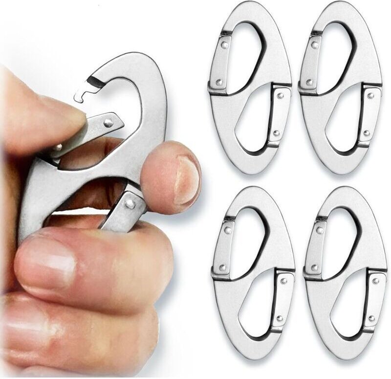 4-teiliges Karabiner-Set, Schlüsselring-Karabiner, Doppelfeder-Metallschnalle, Doppelschlüsselring, S-förmige Karabiner,...