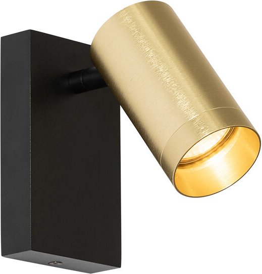 Wandleuchte schwarz mit Gold verstellbar mit Schalter - Jeana Luxe