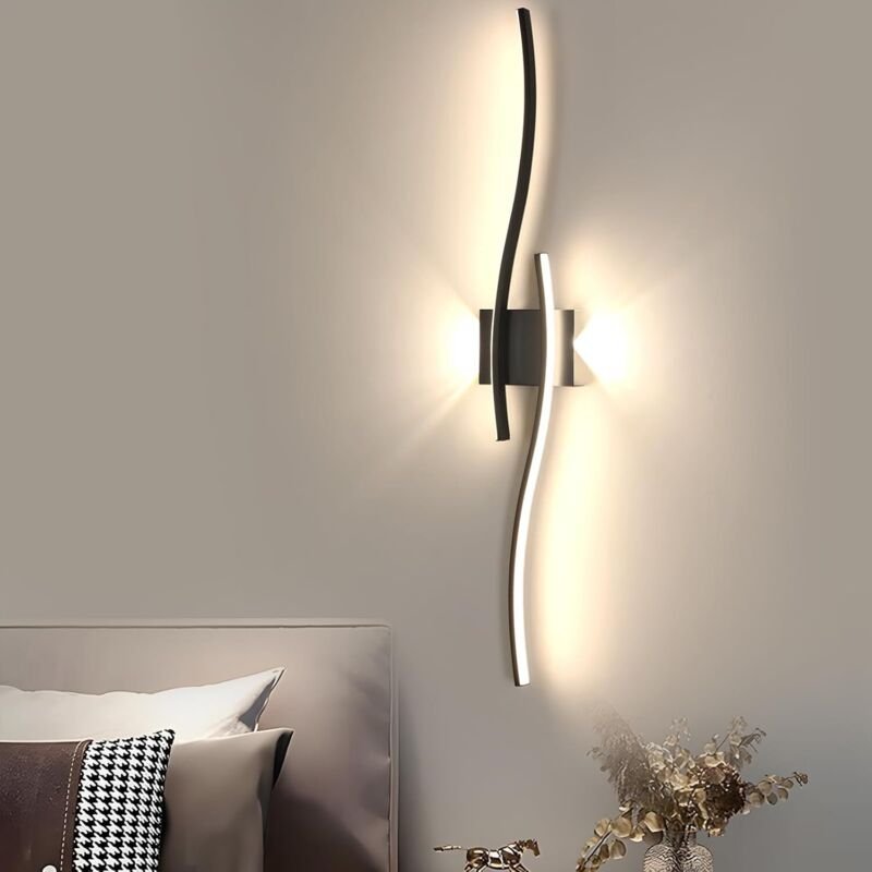 GOECO Lineare LED-Wandleuchte aus Aluminium, Schwarz, 89 x 14 x 5,5 cm, 27 W, neutralweißes Licht (4000 K), 220 V, für F...