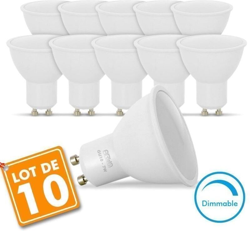 Eclairage Design - 10er-Set Spot-LED-Lampen GU10 7W äq. 60W dimmbar Farbtemperatur: 4000K neutralweiß