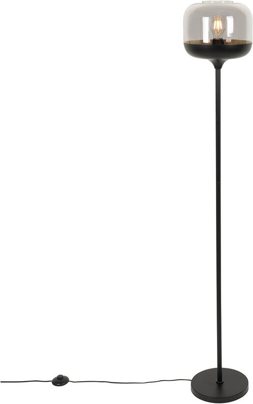 Design-Stehleuchte schwarz mit Gold und Rauchglas – Kyan