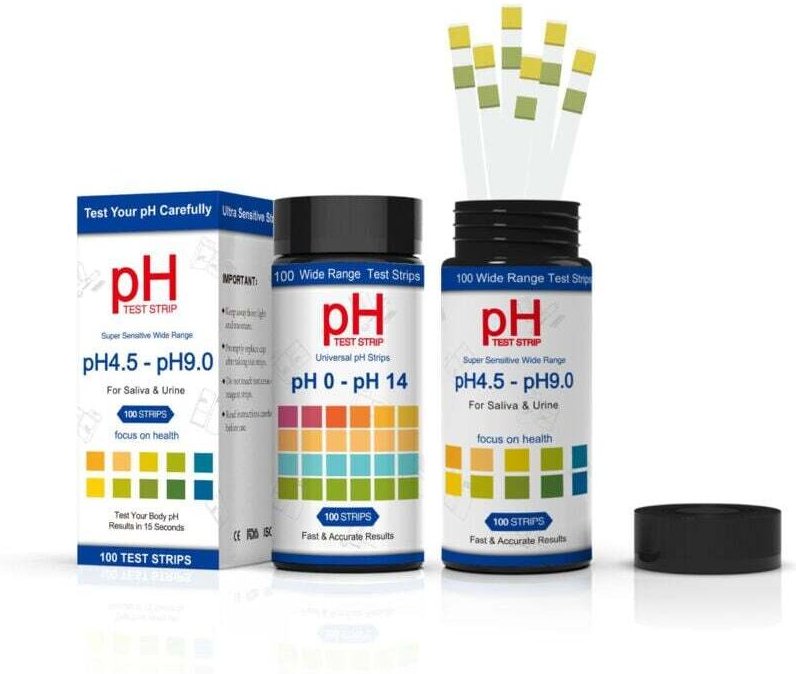 Packung mit 100 universellen pH-Teststreifen, vollständiger Messbereich von 0 bis 14, schnelle pH-Tests für Urin, Speich...
