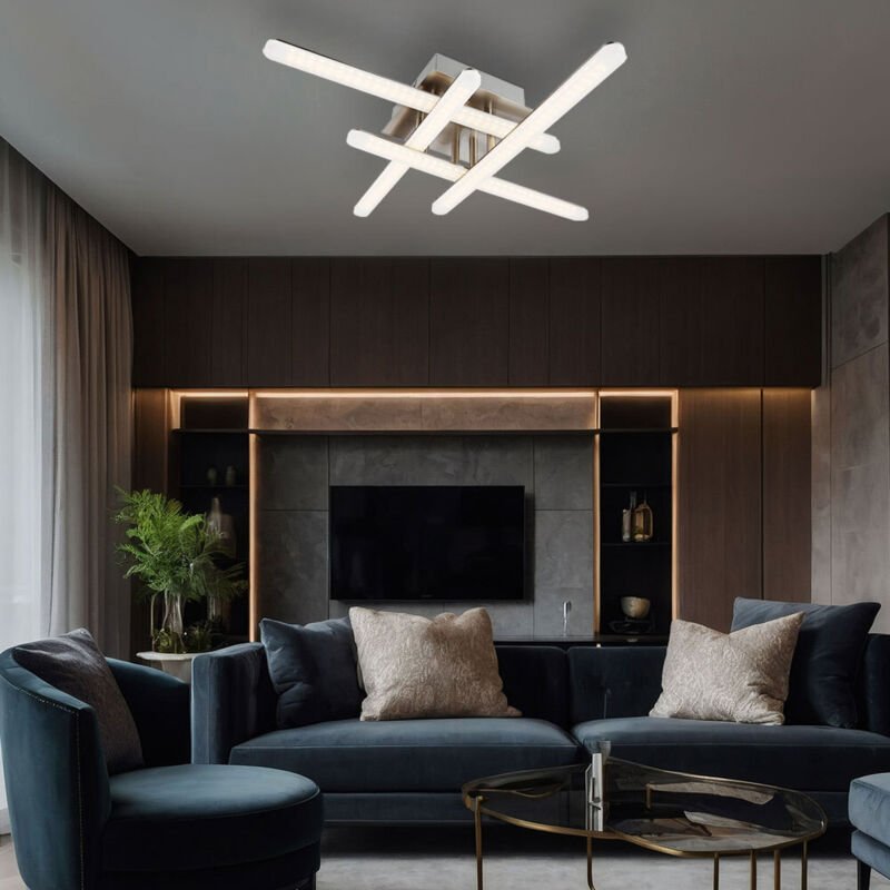 Globo - Deckenlampe Deckenleuchte Esszimmerlampe Wohnzimmerleuchte Designleuchte, Metall Chrom matt, 1x led 6W 390Lm war...