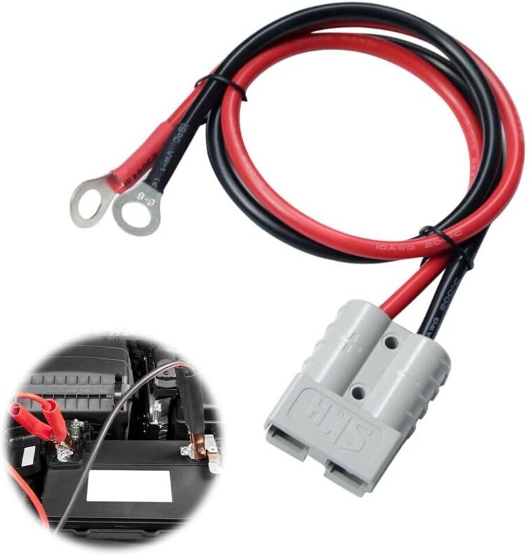 2-teiliger Batterieanschluss, 50 A 600 V Batterieanschluss-Schnellanschlussstecker mit 50 cm 10 AWG-Kabel mit Ringkabels...