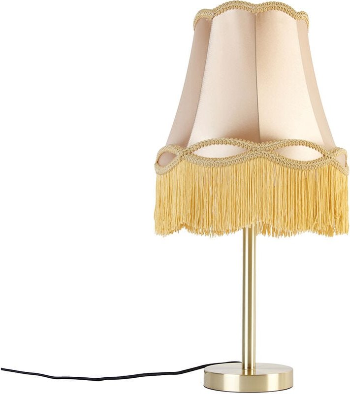 Klassische Tischlampe Messing mit Granny-Schirm gold 30 cm - Simplo