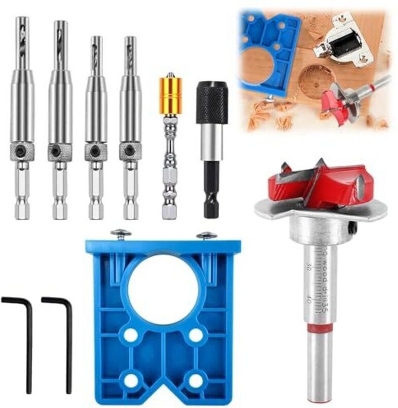 35-mm-Scharnierbohrlehre für verdeckte Scharnierbohrer, Scharnierbohrlehren-Set, Bohrschablone mit Bohrpositionierer für...