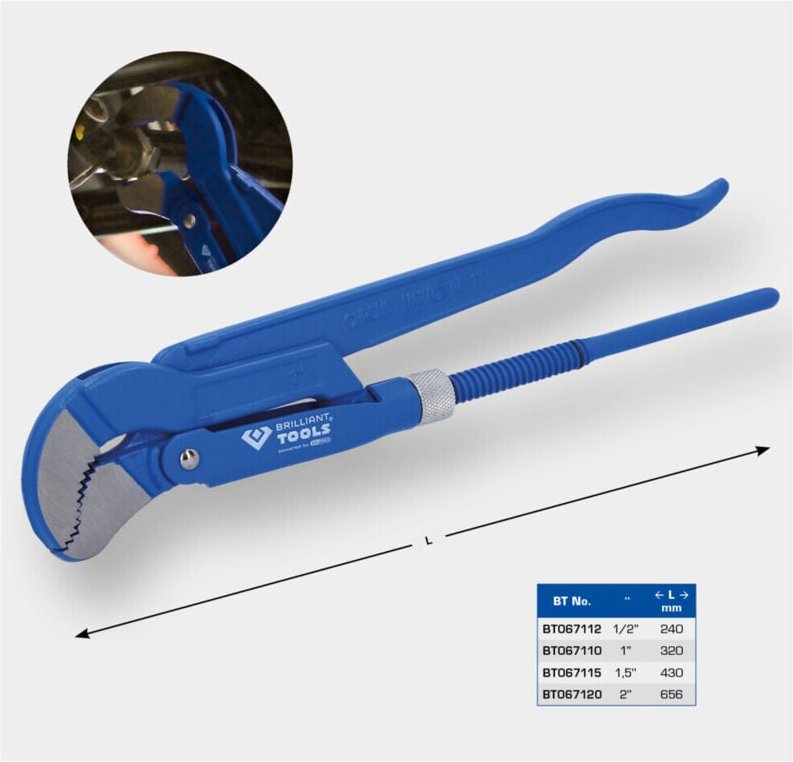 Brilliant Tools - Eckrohrzange 1/2" 45° gewinkelt - BT067112