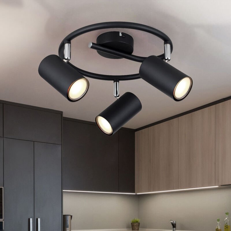 Globo Lighting - Deckenleuchte 3 flammig Wohnzimmerlampe Spotleuchte schwarz Deckenlampe beweglich, 3x GU10 Fassung, DxH...