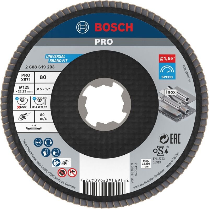 Bosch - pro X571 X-Lock Fächerschleifscheibe 125 mm G80 - 2608619203