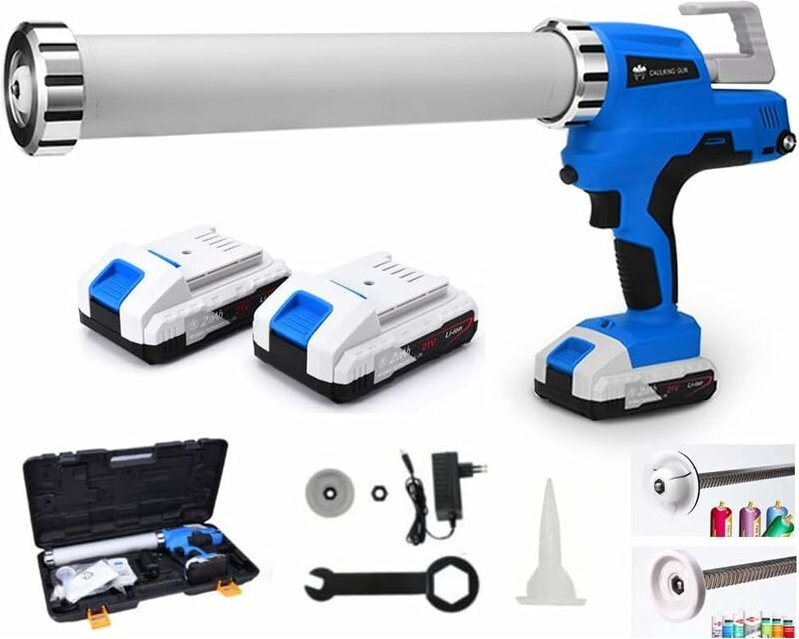Xiiw - Akku Kartuschenpresse mit 2x 2Ah 21V Li-Ion-Akku, Silikonspritze Kartuschenpistole Katuschenspritze Auspresspisto...