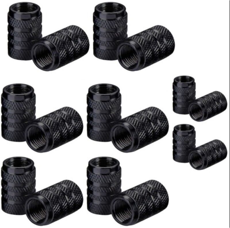 16 Stück Aluminium-Reifenventilkappen, staubdichte Autoradkappen (Schwarz)