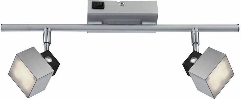 Led Wandleuchte 2 Strahler Spotleuchte schwenkbar Deckenlampe Chrom, 2x 5W 350Lm warmweiß, LxBxH 40x6x17 cm