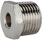 Reduziernippel, r 3/8 a., g 1/4 i., sw 17, Messing vernickelt - Riegler