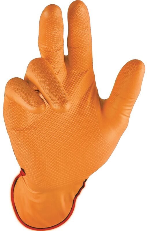 Thumbnail - Einweghandschuh Grip Orange Gr.11 orange Nitril 50 St./Box