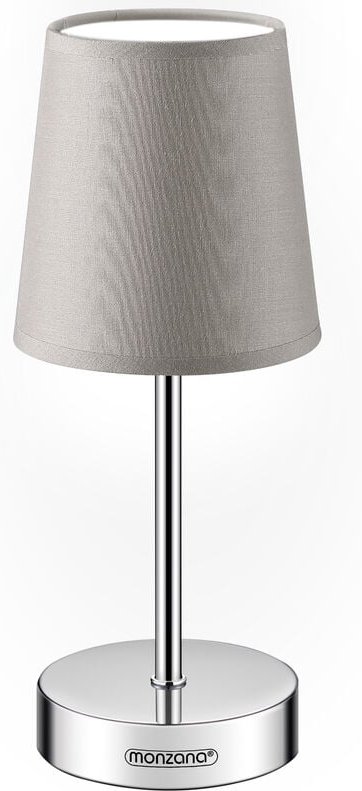 Nachttischlampe Stoffschirm 32cm Hoch E14 Chrom 15W Wohnzimmer Schlafzimmer Büro Flur Metall Schirm Tischlampe Tischlamp...