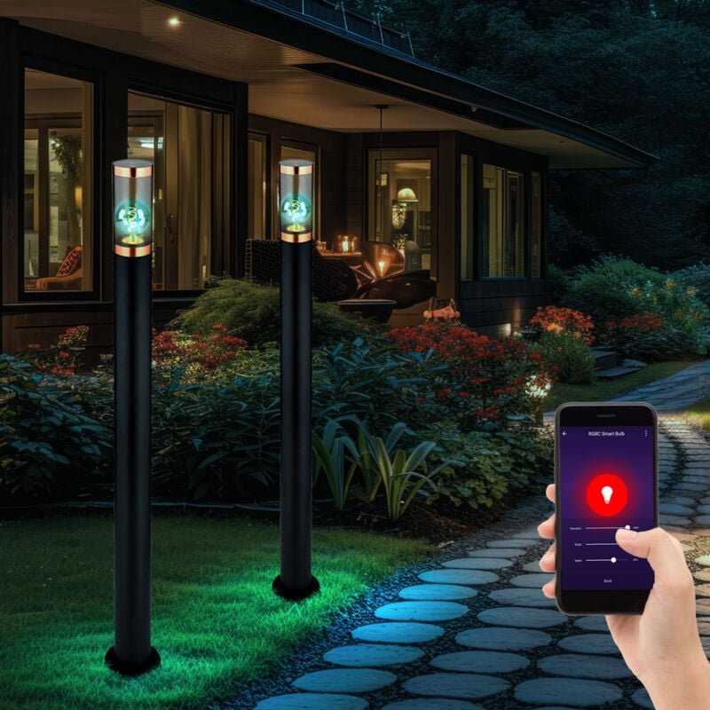 Led Stehleuchte Pollerleuchte Wegeleuchte dimmbar Gartenlampen schwarz, App-Steuerung, Edelstahl Kupfer, 10W 806Lm, DxH ...