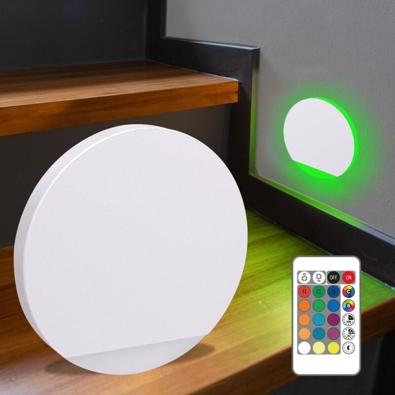 LED Treppenleuchte rund weiß - Lichtfarbe: Warmweiß bis Kaltweiß + RGB-Farben - Lichtaustritt: Orbis