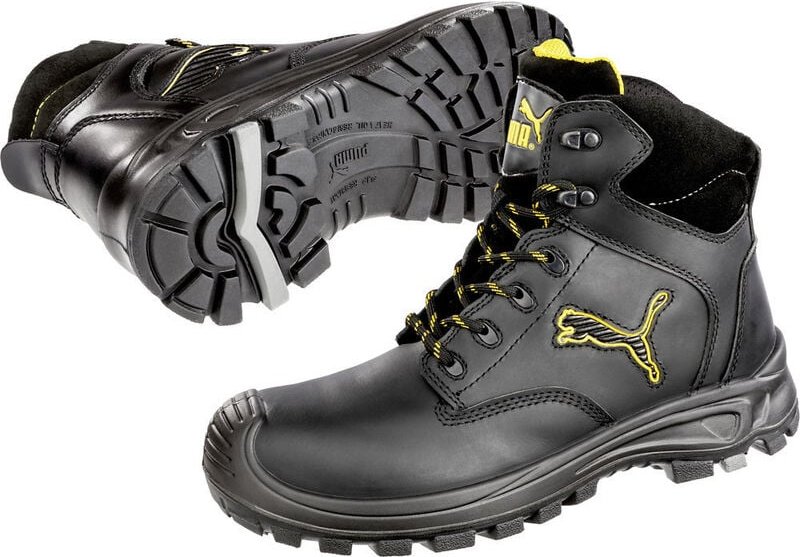 Puma Safety Shoes - puma Borneo Black Mid 630411-43 Sicherheitsstiefel S3 Schuhgröße (eu): 43 Schwarz, Gelb 1 St.