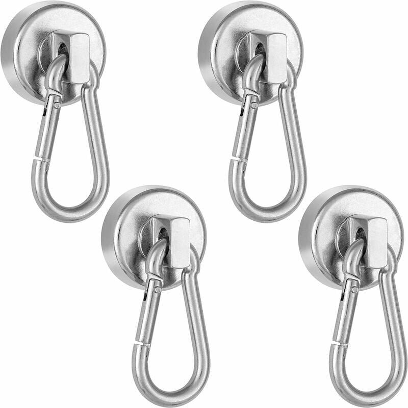 Thumbnail - Starker Magnetkarabiner, 4x Neodym-Magnete mit drehbarem Haken