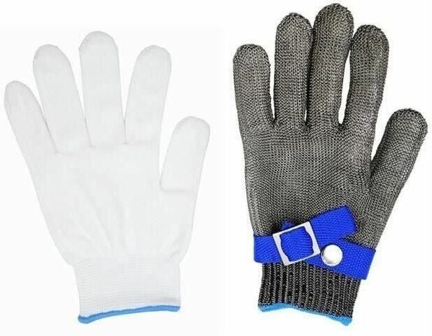 Ymyny Metzgerhandschuh aus Kettenhemd aus Edelstahl, schnittfest, hohe Leistung, Schutzstufe 5, Größe l (kein Paar)