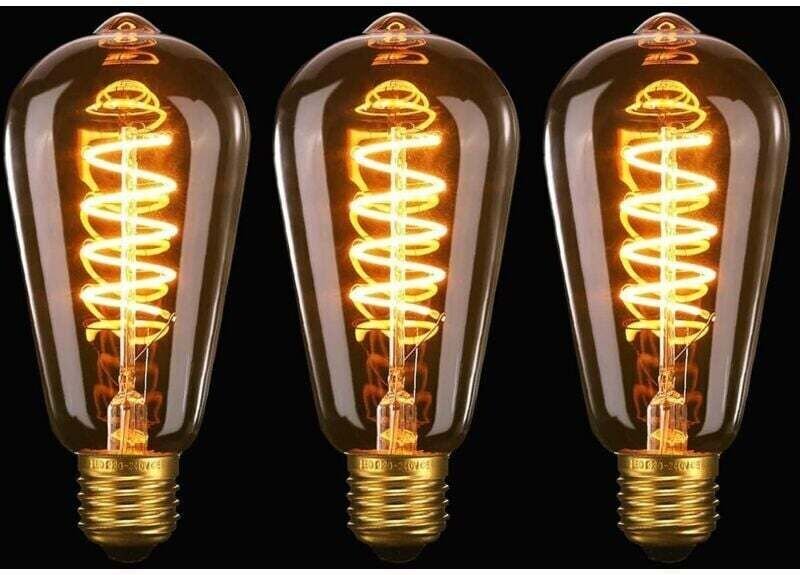 Reduziert, 3er-Pack Vintage Edison dimmbare 3W Spiral-LED-Glühbirnen mit flexiblem Glühfaden, E27-Schraubsockel, ST64, R...